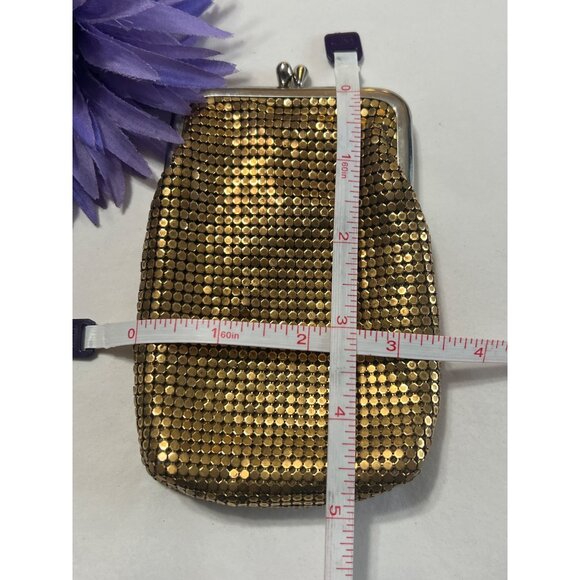 Whiting & Davis Vintage Gold Mesh Kiss Lock Pouch 3.5" x 5.5" - Picture 4 of 8